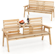3 Seater Wooden Garden Bench with Foldable Table 160cm