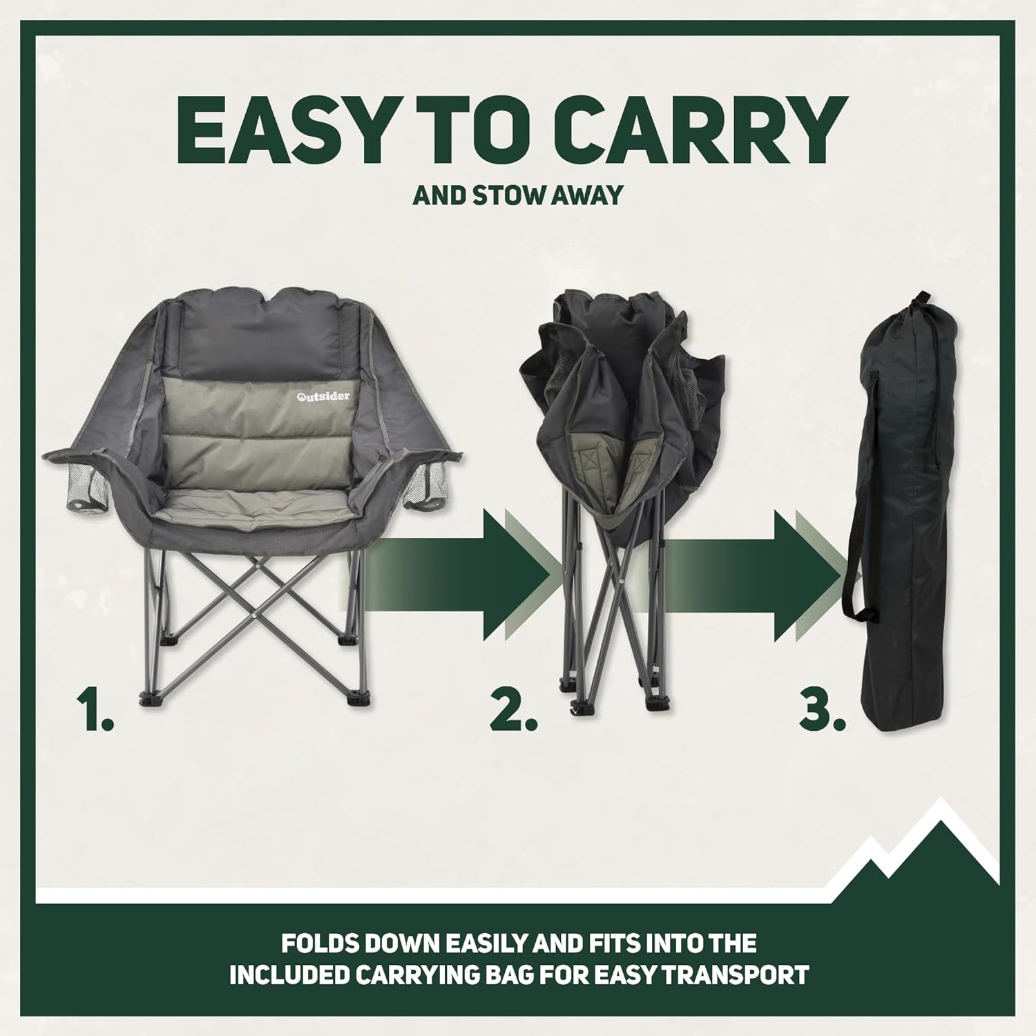Oversized Padded Camping Chair 400lb Folding Lounge Chair