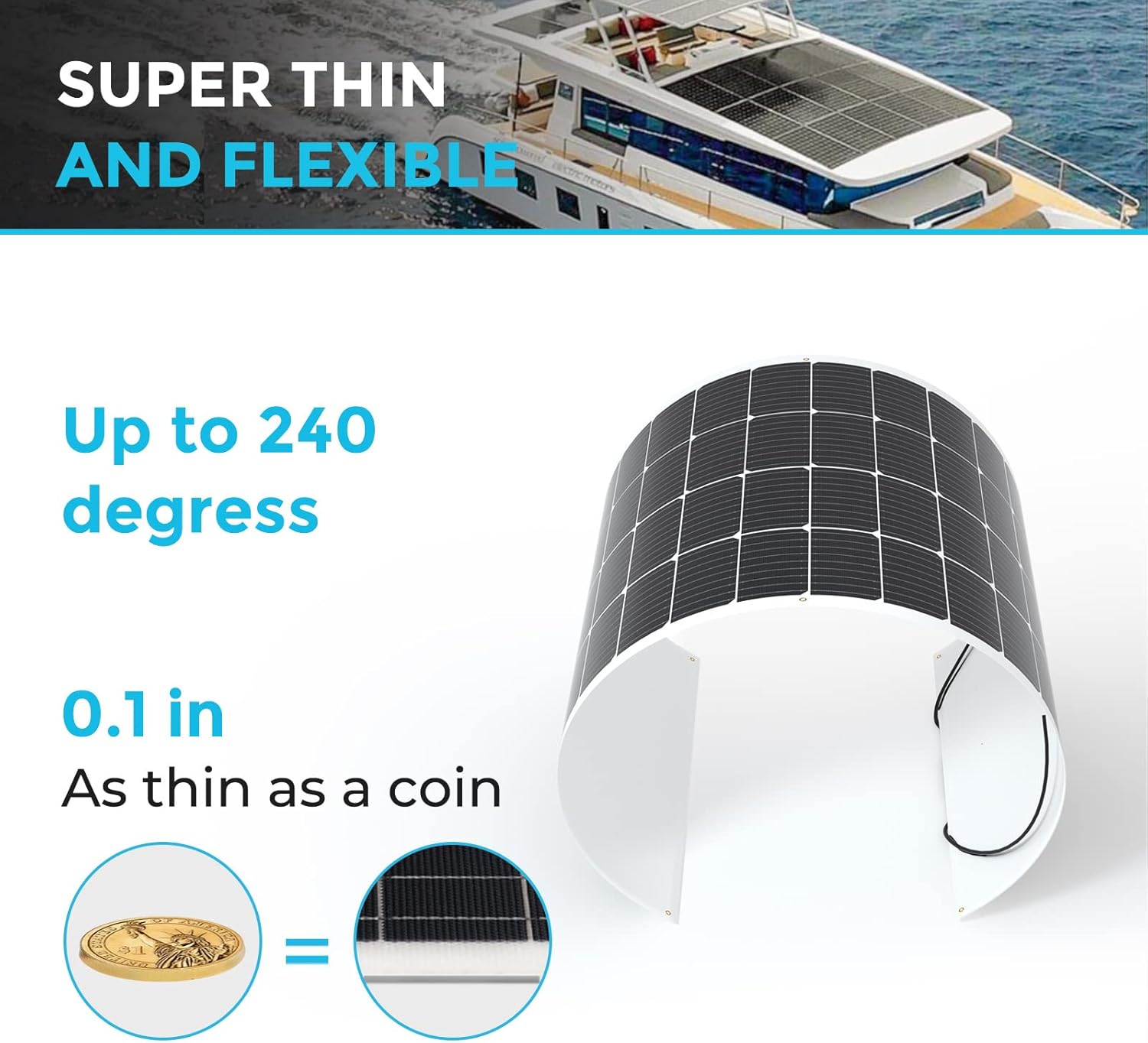 200W Flexible Solar Panel 12V RV Boat Roof Off Grid
