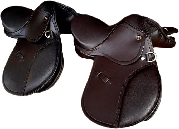 Kids Brown Leather English Jumping Saddle 15 Seat