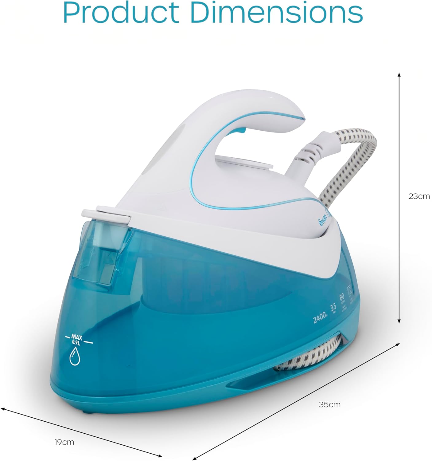 2400W Steam Generator Iron Ceramic Soleplate 900ml Tank Anti-Calc