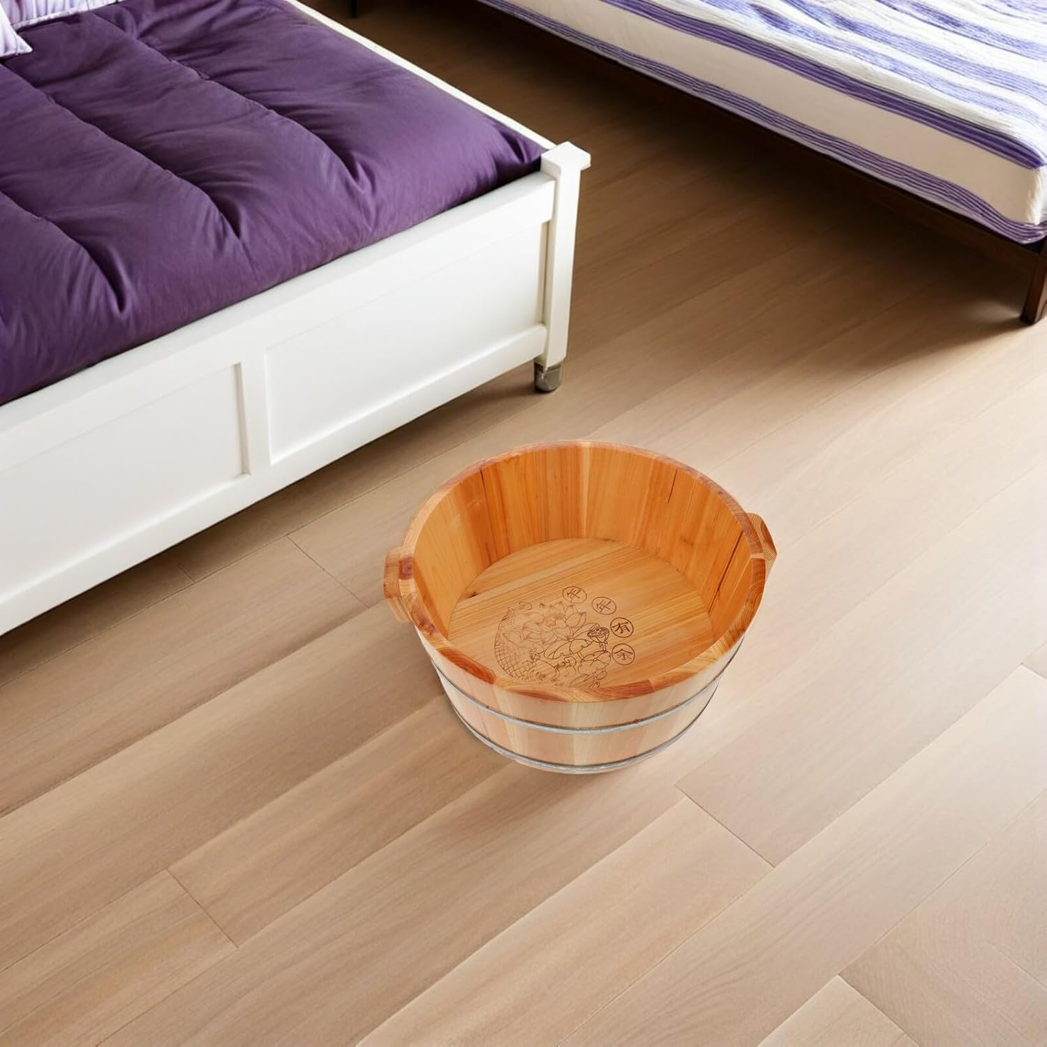 Wooden Foot Bath Basin Spa Pedicure Bucket Natural Wood Soak Tub
