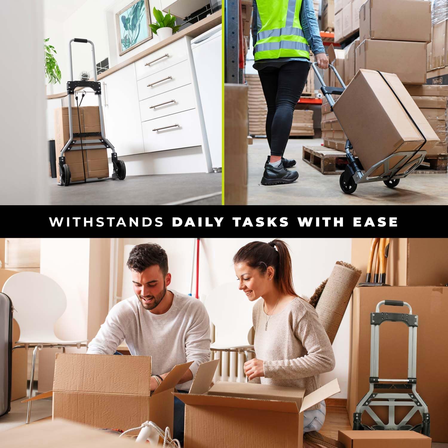 Portable Aluminium Sack Barrow Cart 80KG Foldable Hand Trolley