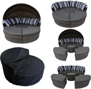 Outdoor Round Daybed Sun Island Lounger 210CM Grey