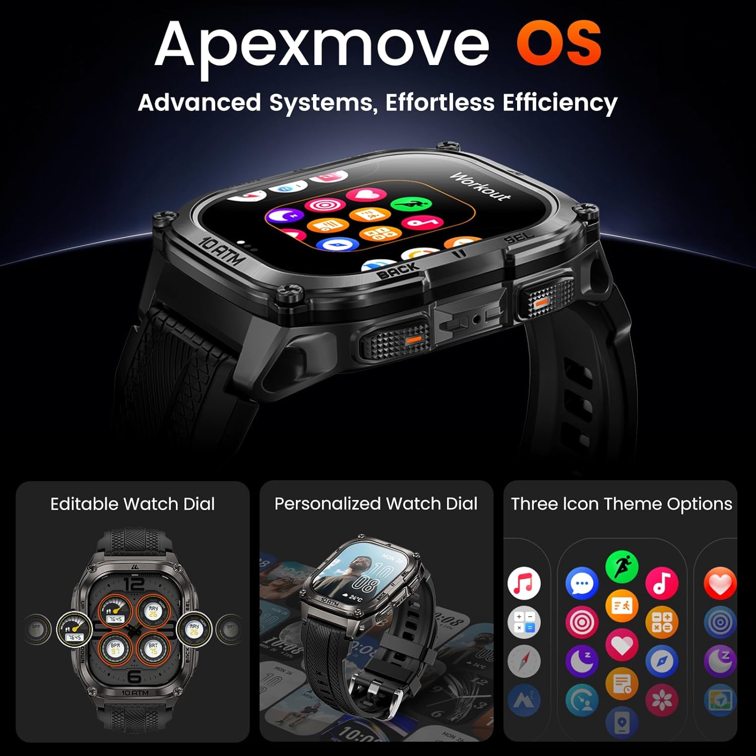 Military GPS Smart Watch AMOLED Offline Maps 10ATM Waterproof