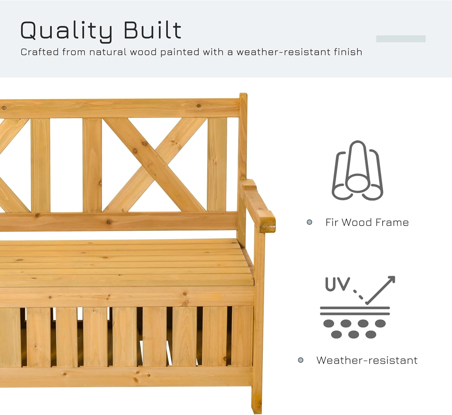 2 Seater Wooden Garden Storage Bench Patio Seat with Chest
