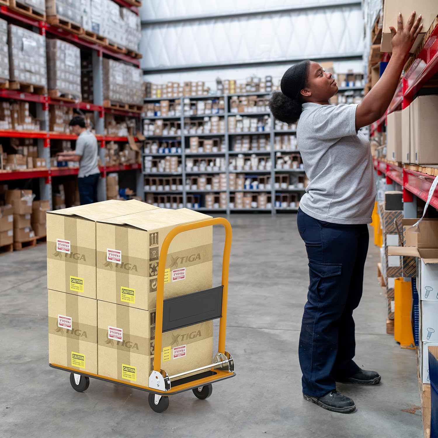 Portable 150KG Flatbed Push Cart Folding Platform Truck
