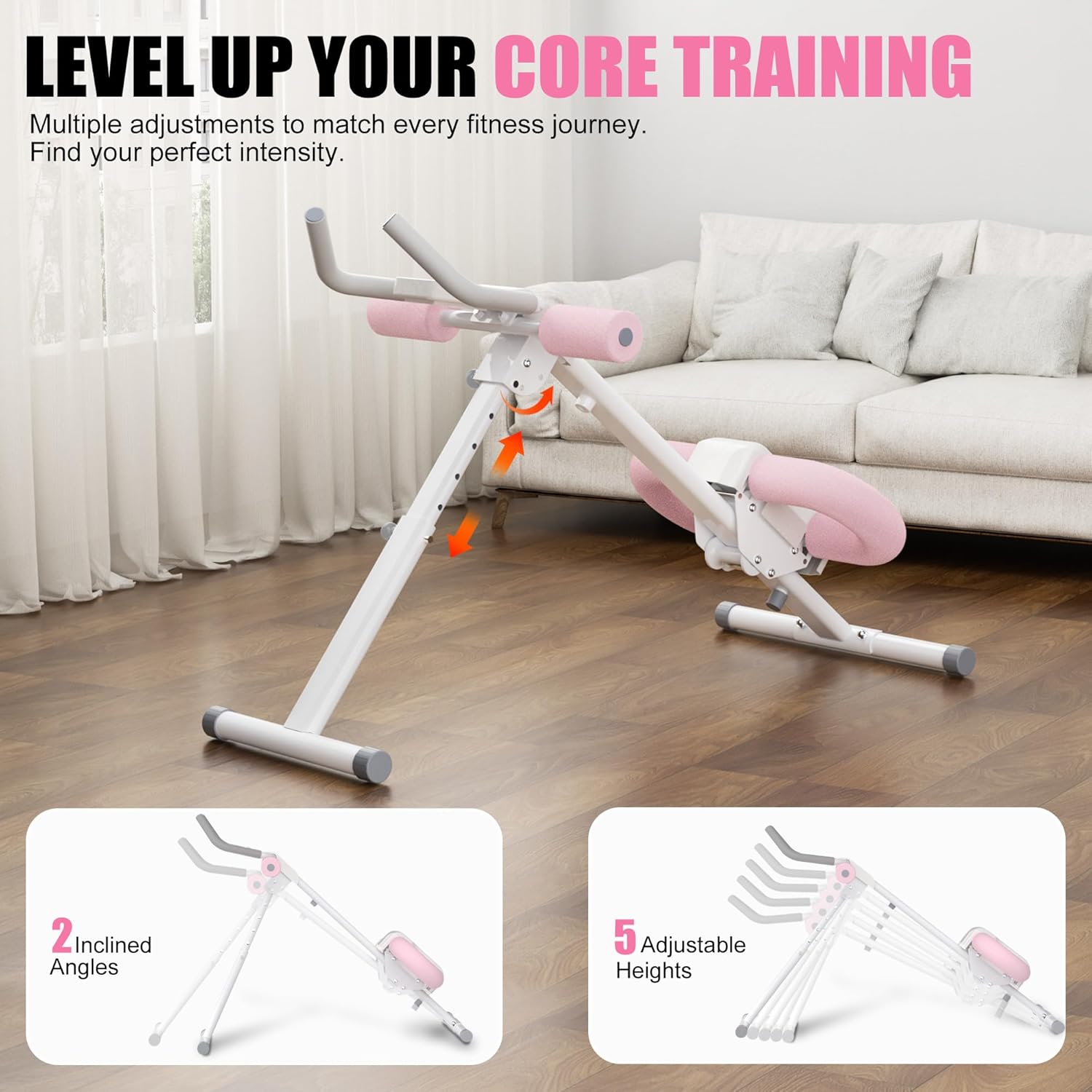 Adjustable Ab Trainer Machine Foldable Core Workout w/ LCD Monitor