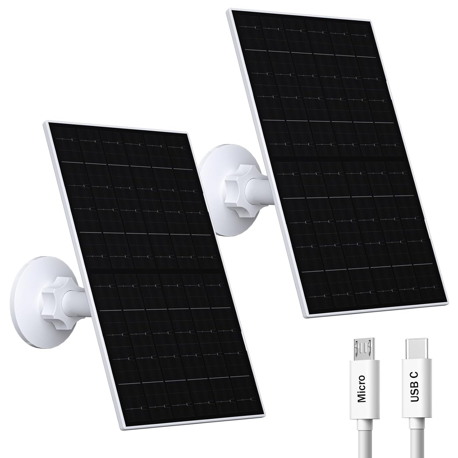 7W Solar Panel Camera Charger USB C Micro USB 2 Pack IP65