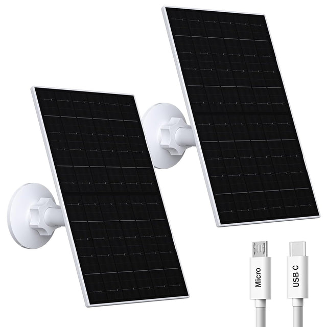 7W Solar Panel Camera Charger USB C Micro USB 2 Pack IP65