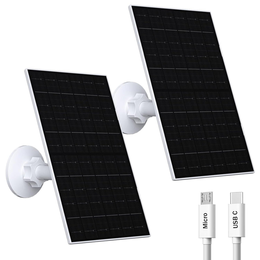7W Solar Panel Camera Charger USB C Micro USB 2 Pack IP65