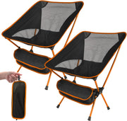 2 Pack Lightweight Folding Camping Chairs Portable Orange