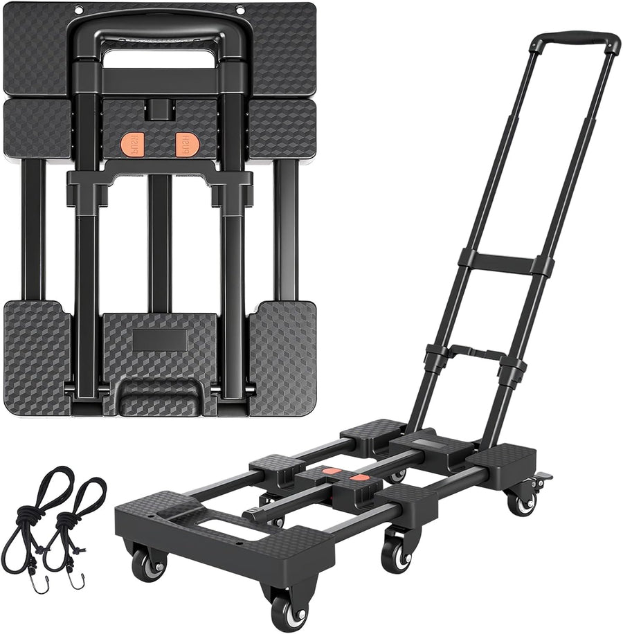 Lightweight Folding Hand Truck 6 Wheel Dolly Cart Brake