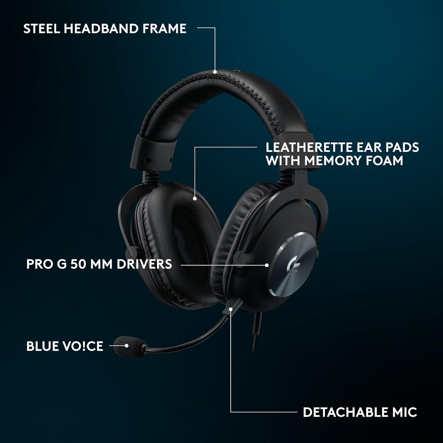 Wired Gaming Headset 7.1 Surround Sound Detachable Mic 50mm Drivers
