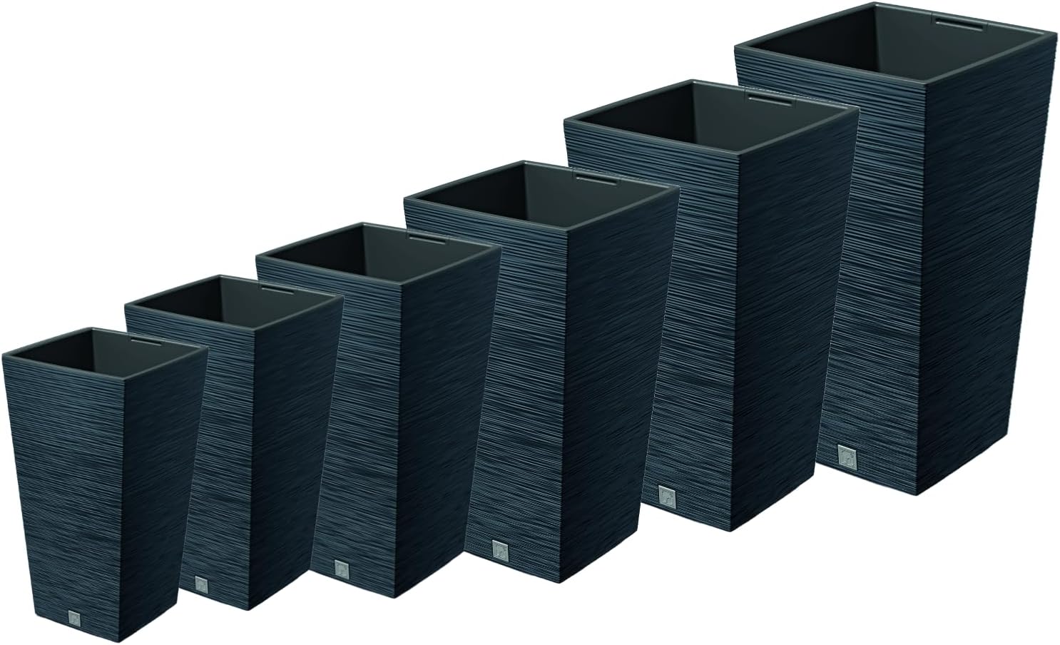 Set of 2 Tall Square Planters Anthracite Modern Indoor Outdoor Pots