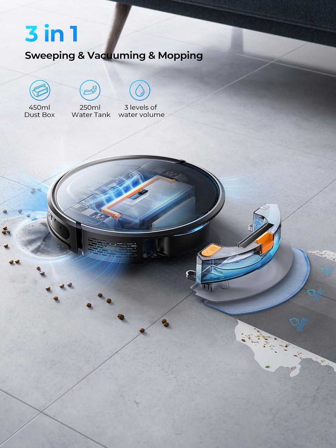 Robot Vacuum Mop 5000Pa Slim 180Min App Alexa Pet Hair