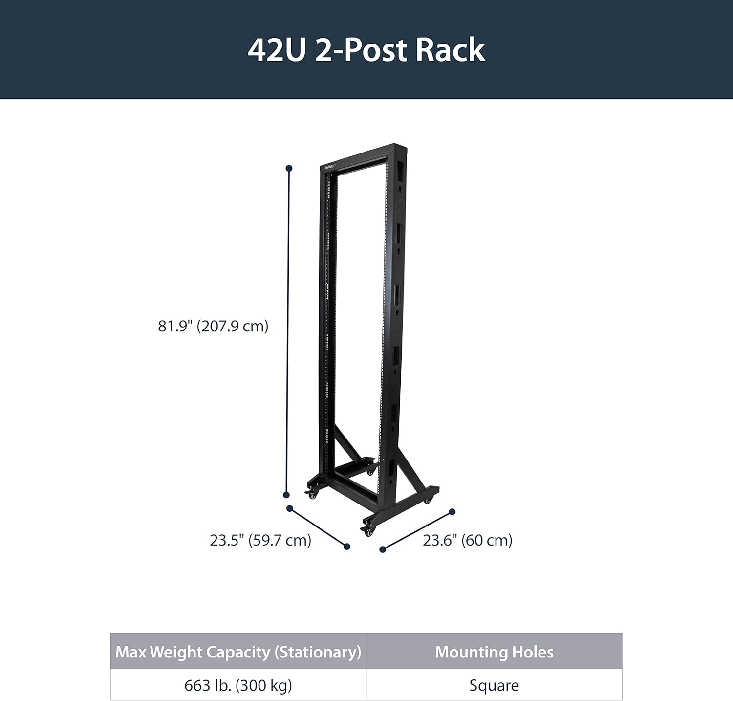 42U Mobile Open Frame Network Rack 19 Inch with Wheels Steel