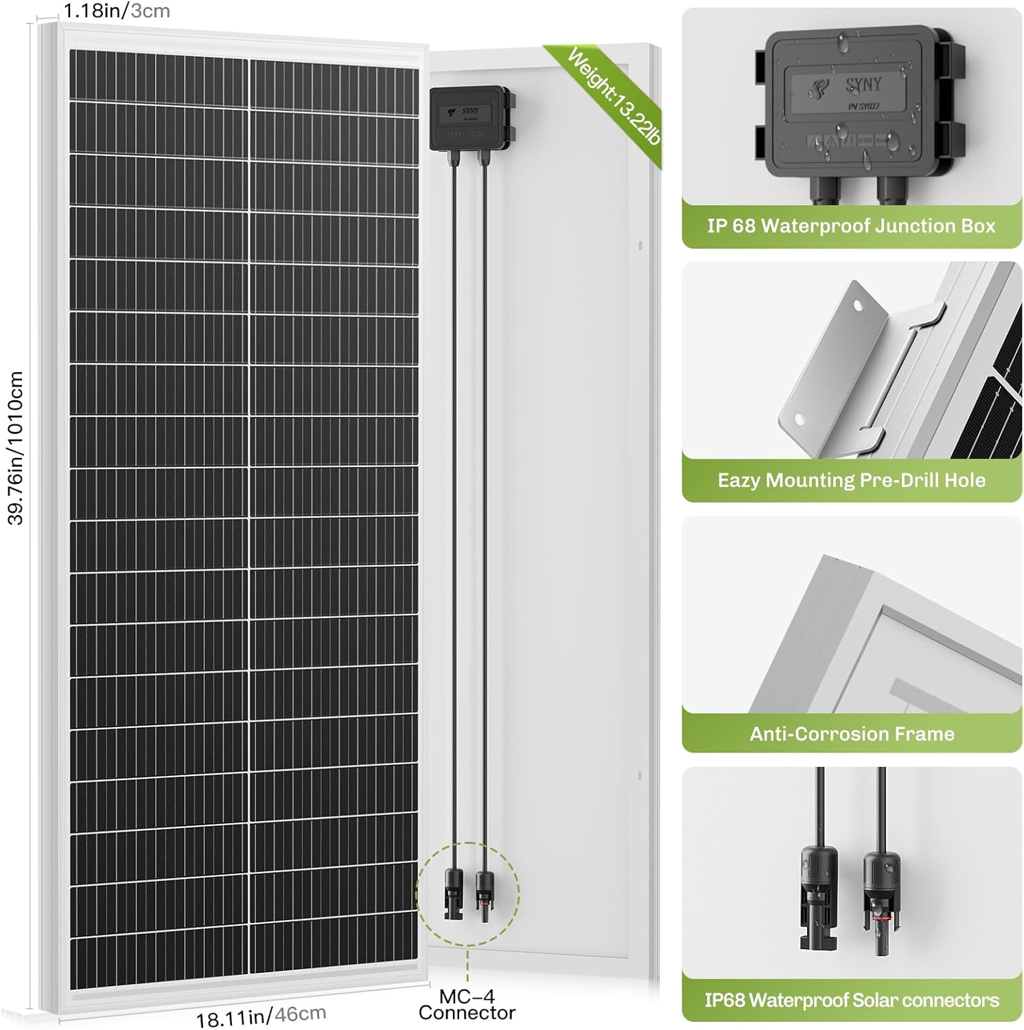 1000W Solar Panel Kit 10 x 100W N Type IP68 MC4