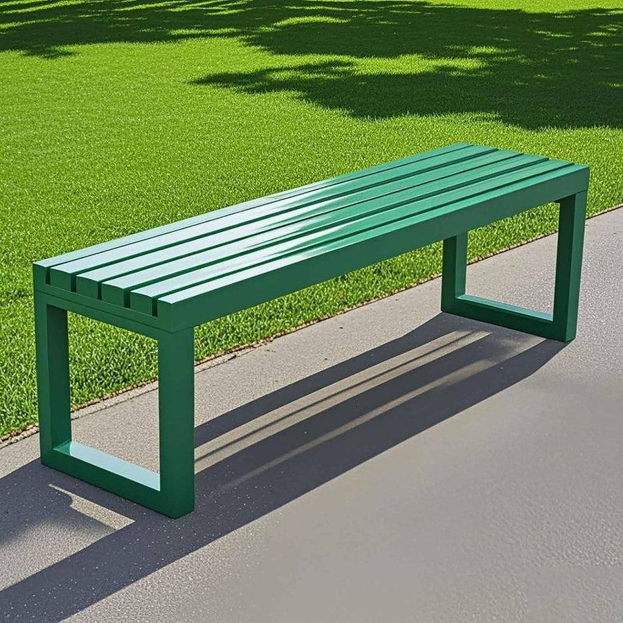 Metal Garden Bench 1.8m Backless Outdoor Park Patio Seat Green
