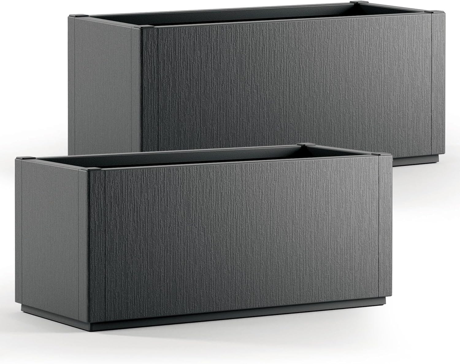 Set of 2 Large Garden Flower Box Planters 80L Weatherproof Anthracite