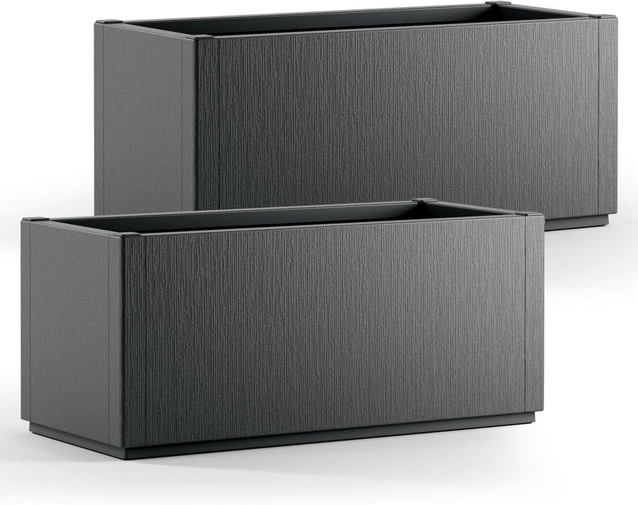 Set of 2 Large Garden Flower Box Planters 80L Weatherproof Anthracite