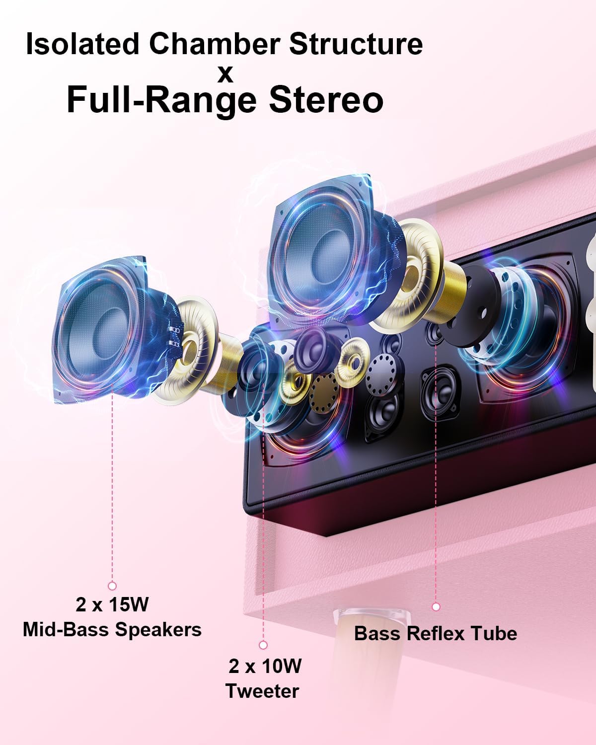 Pink Turntable with Stand 3 Speed Record Player with Removable Legs