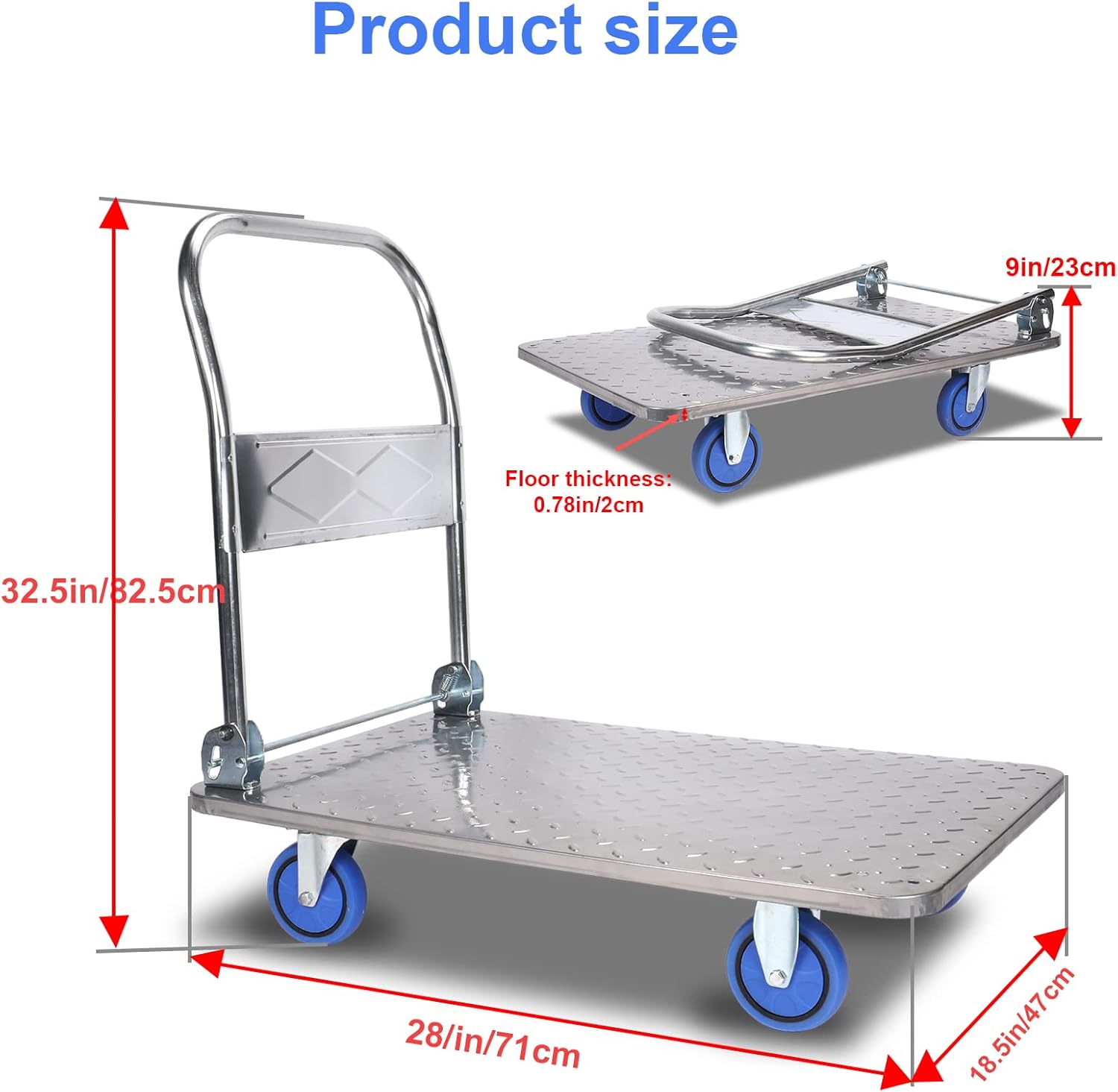 150KG Folding Platform Trolley Hand Truck Push Cart Dolly