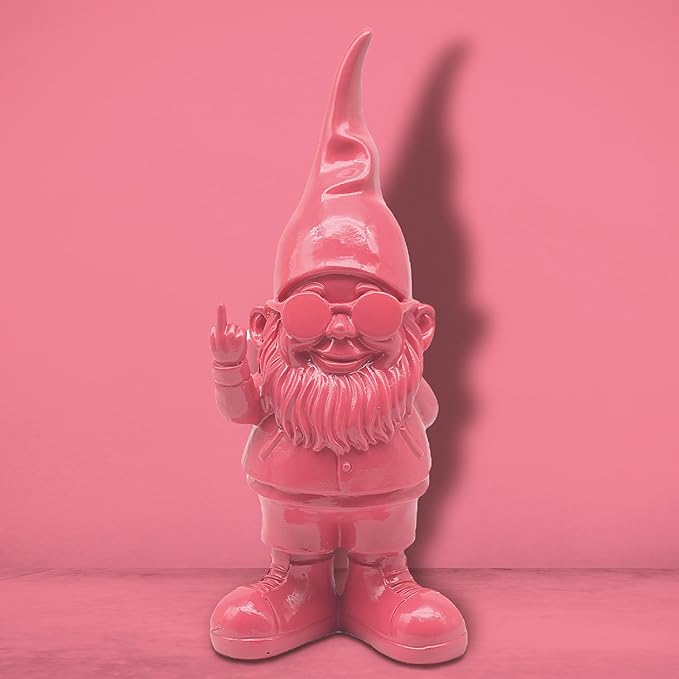 Swearing Gnome Statue Pink 20cm Funny Home Decor Figurine