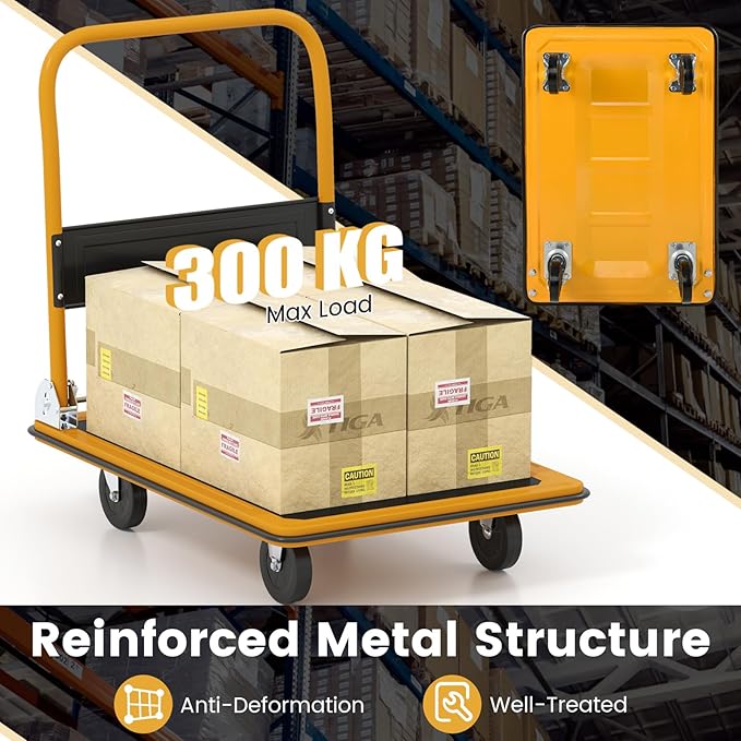 300KG Folding Platform Trolley Flatbed Push Cart Dolly