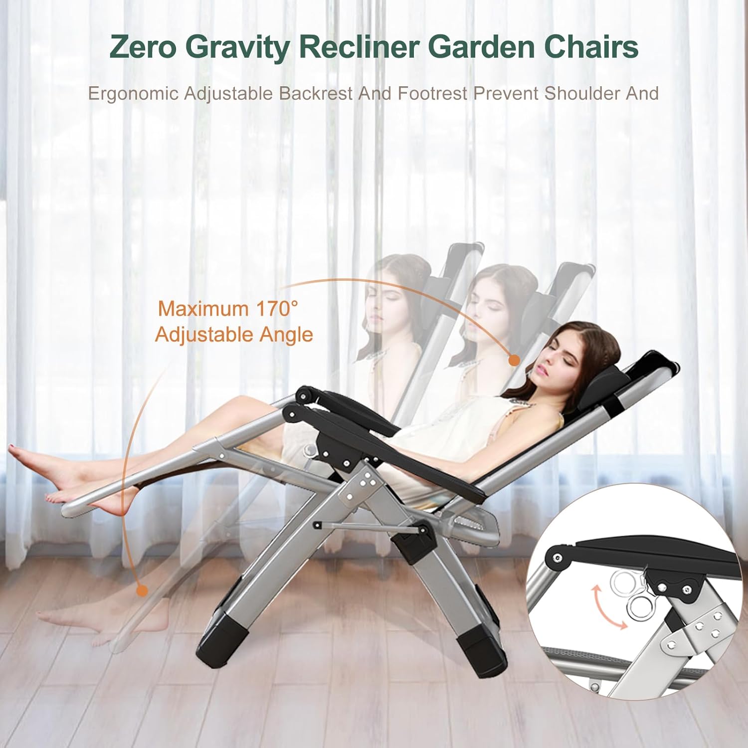 Zero Gravity Folding Sun Lounger Chair 200KG Heavy Duty Blue