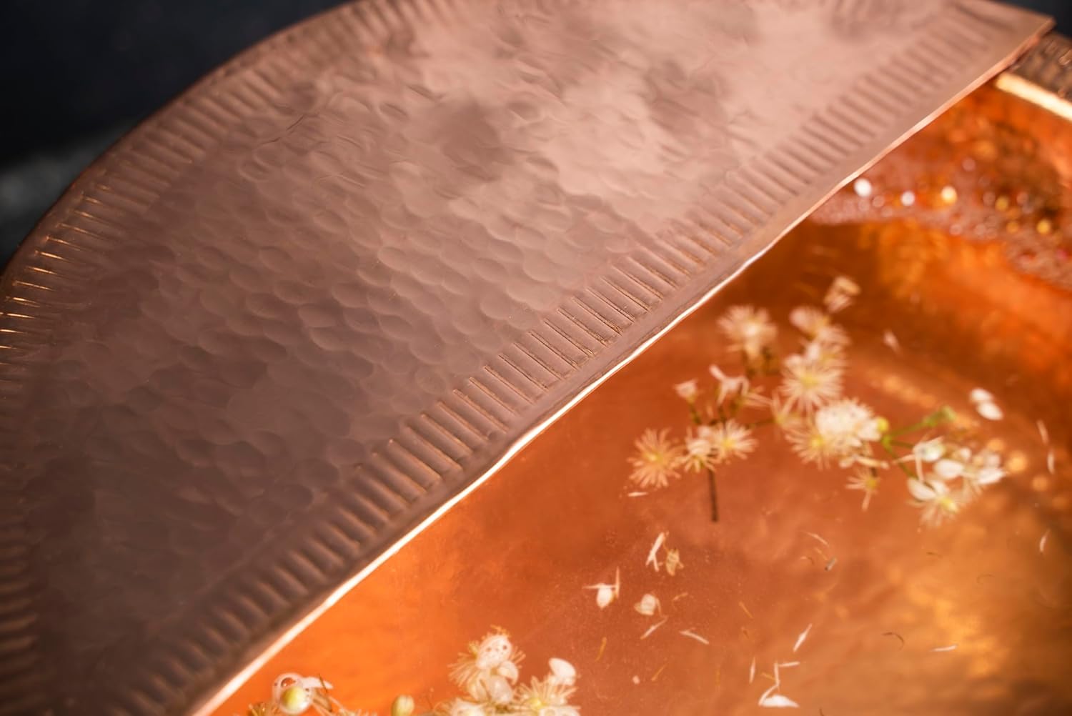Solid Copper Foot Bath Bowl 16in Pedicure Basin Hammered Spa