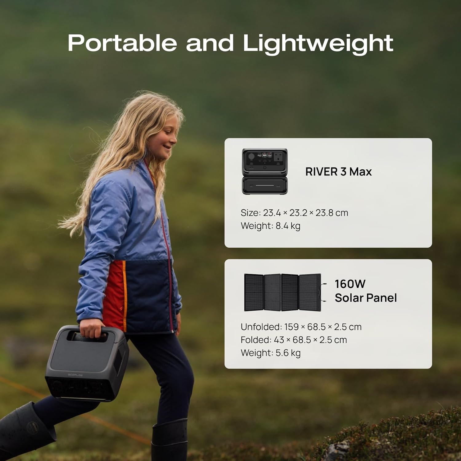 1200W Portable Power Station 572Wh Solar Generator Kit