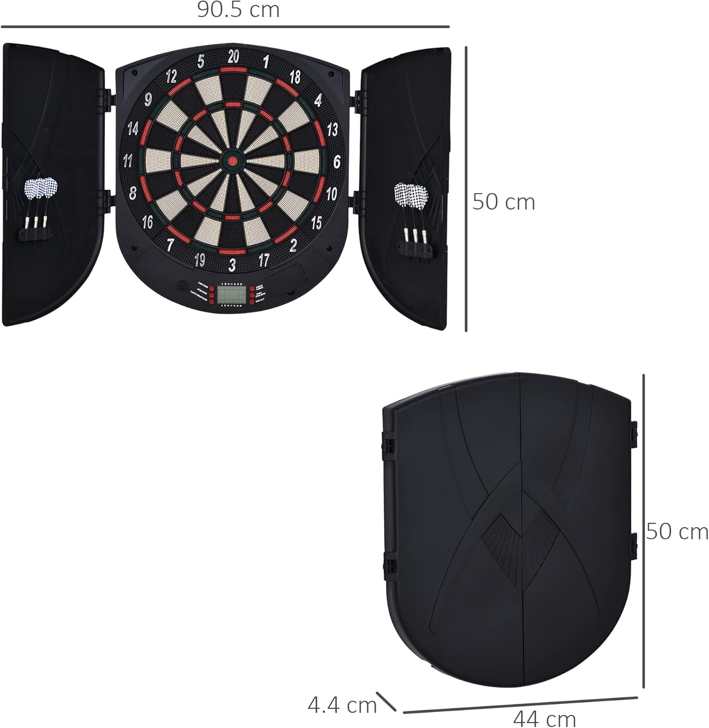 Electronic Dartboard Cabinet Set LCD Scoring 26 Games 6 Darts