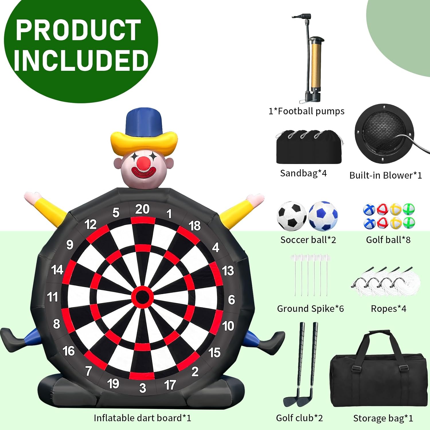 14ft Inflatable Soccer Dart Board Giant Outdoor Game w Blower Balls