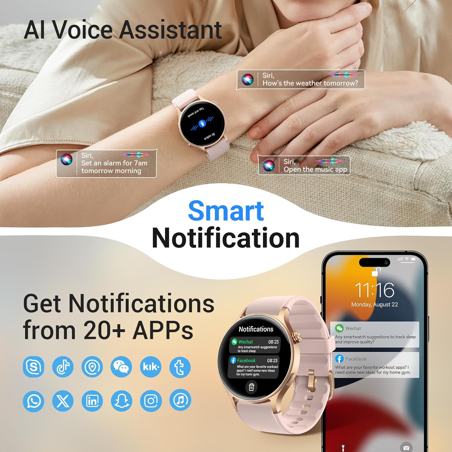 Ladies AMOLED Smart Watch Call 110 Sports Waterproof