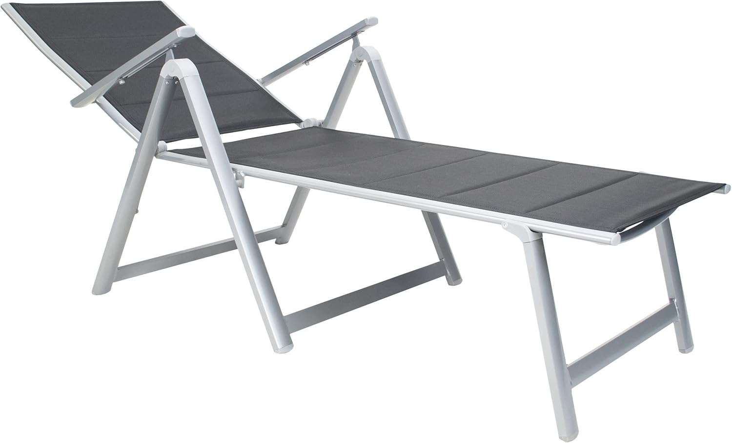 Reclining Sun Lounger Folding Outdoor Relaxer Chair Black