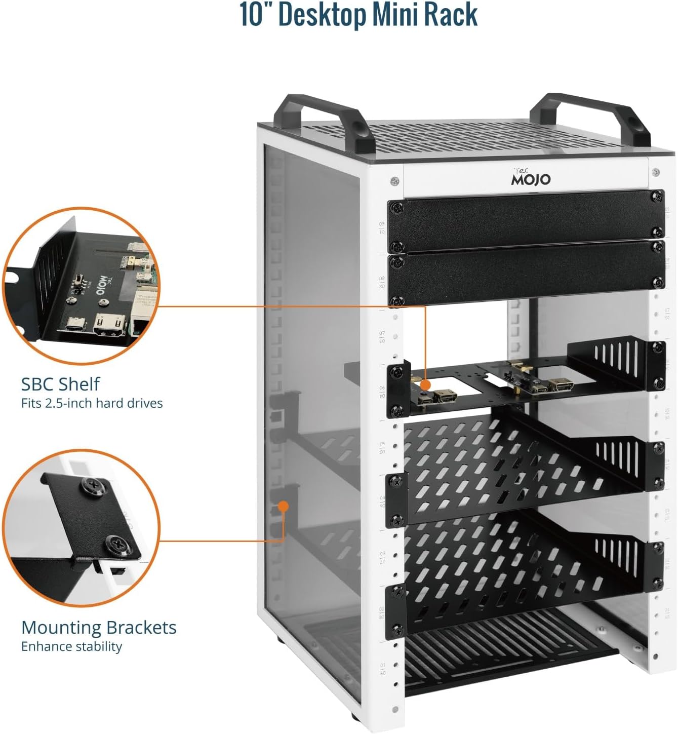 9U 10 Inch Mini Server Rack White with Shelves Panels
