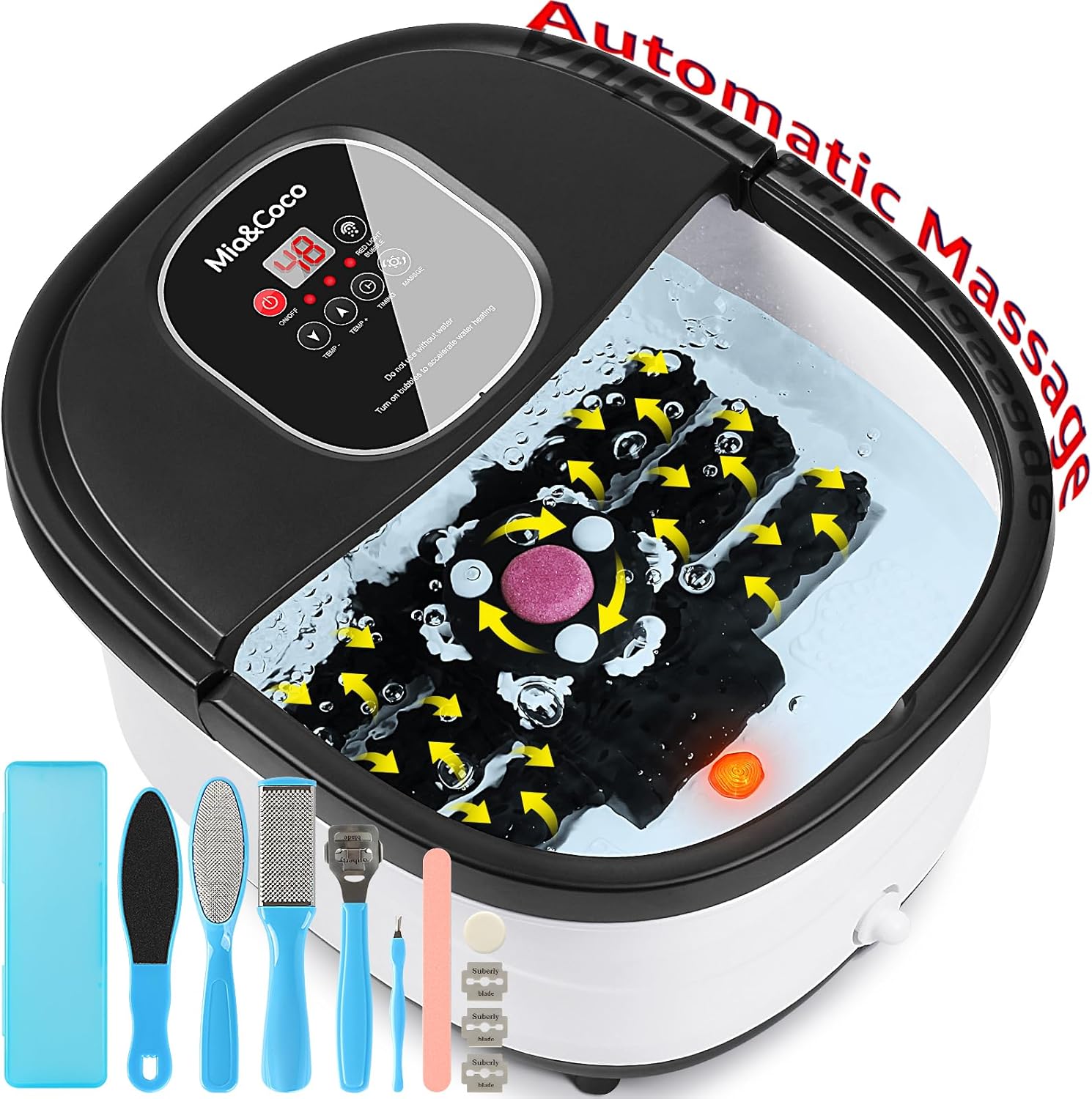 Foot Spa Massager Heat Bubble Shiatsu Rollers Pedicure Bath