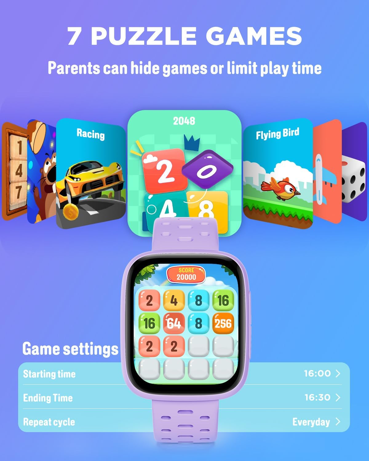 Kids AMOLED Smart Watch Lilac No Phone Needed