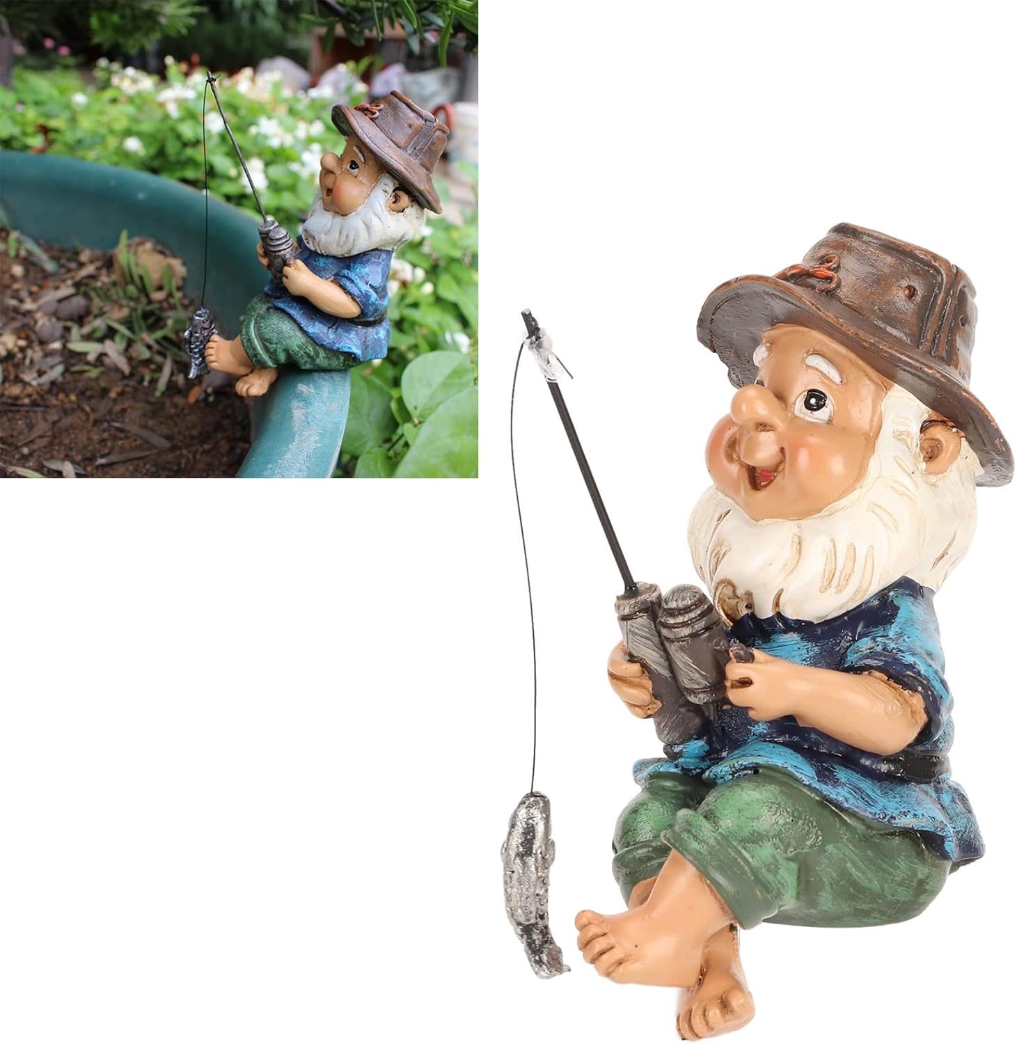 Fishing Garden Gnome Resin Outdoor Lawn Pond Decor Statue