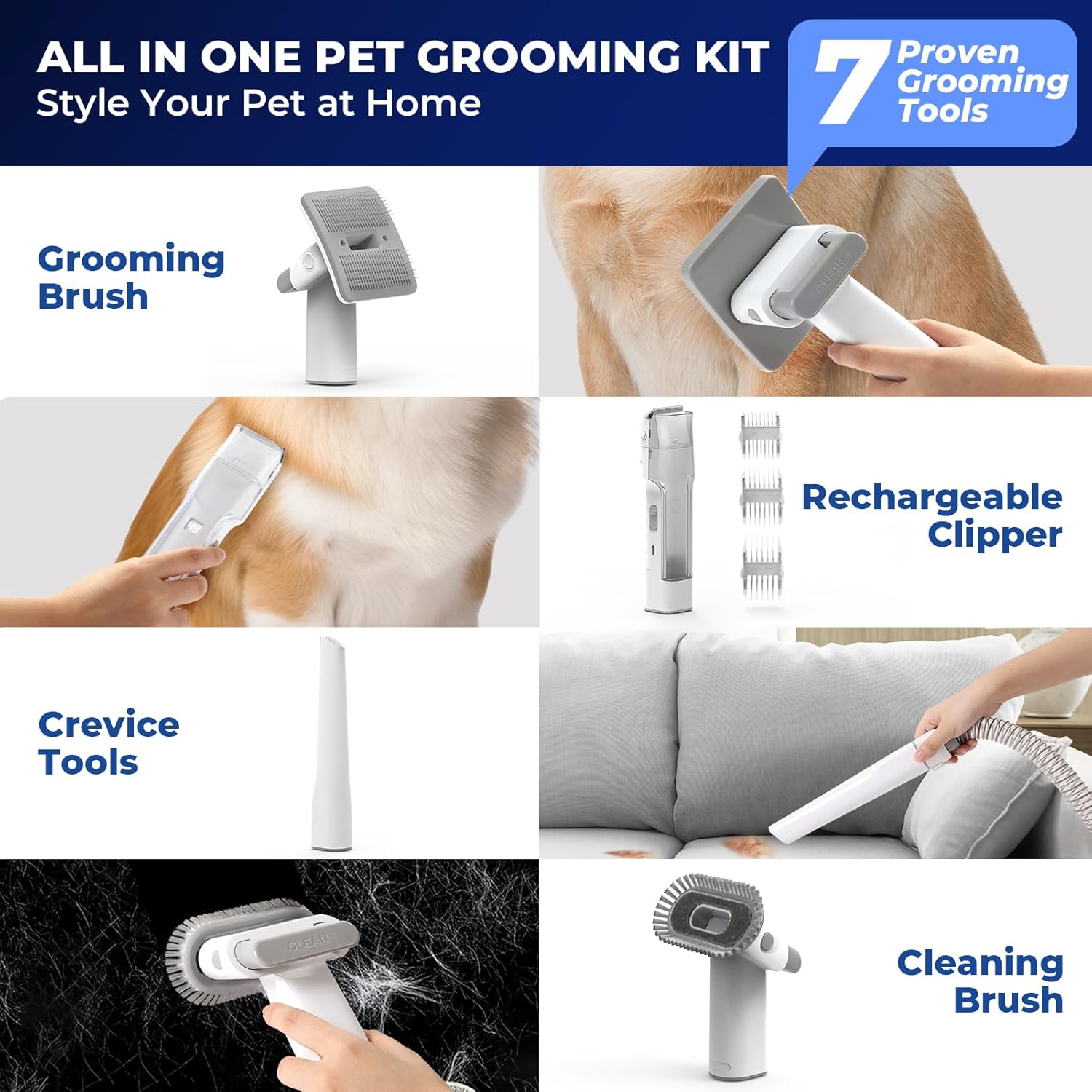Dog Grooming Vacuum 12000Pa 3L Clipper Kit Low Noise