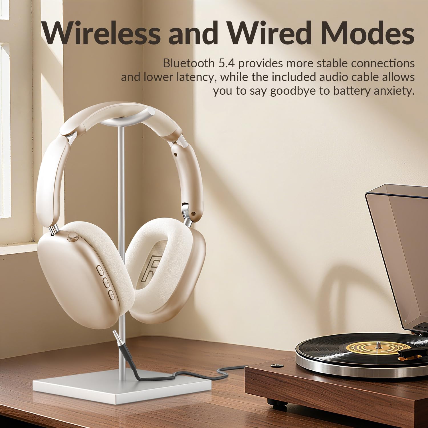 Wireless ANC Over Ear Headphones 60H Playtime Hi-Res Bass