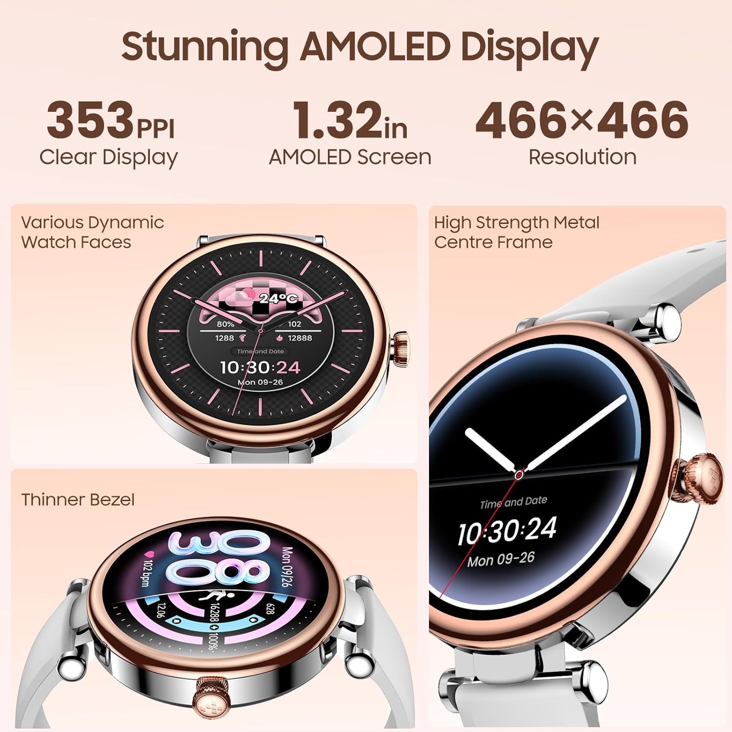 AMOLED Smart Watch Bluetooth Call 100 Sports Waterproof
