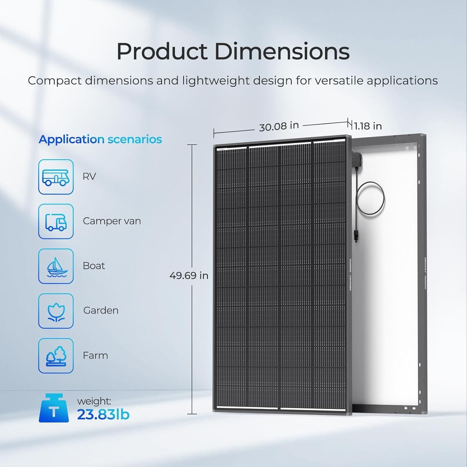 200W Solar Panel Anti Shading High Efficiency Mono RV Off Grid