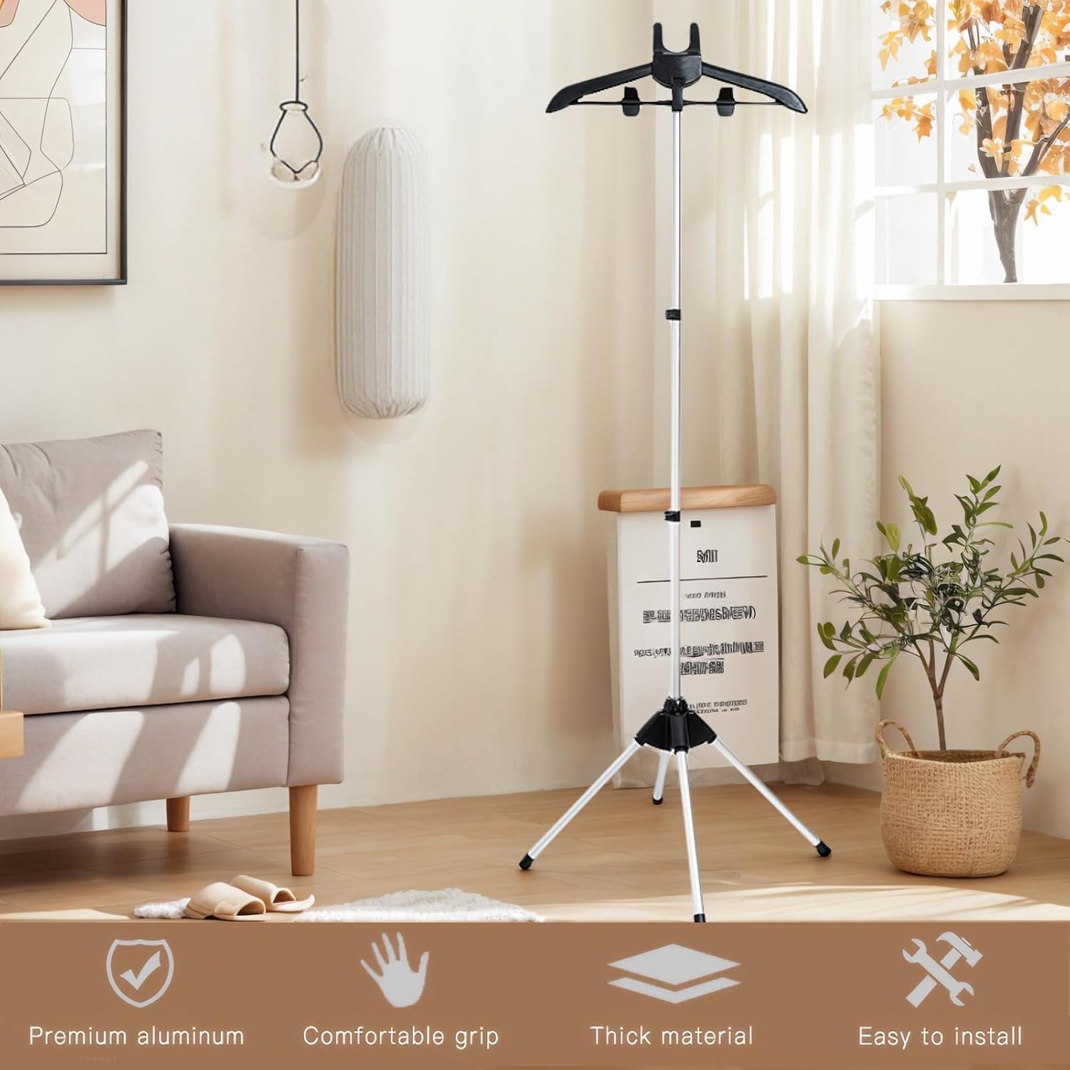 Clothes Steamer Stand Rack with Ironing Glove Pad Portable