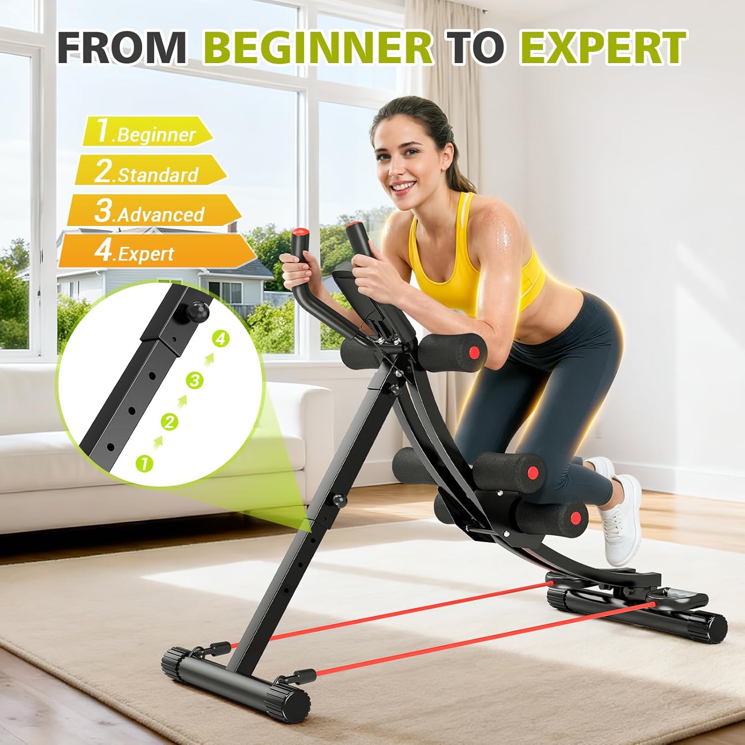 Adjustable Ab Machine Foldable Core Trainer LCD 440lb Capacity
