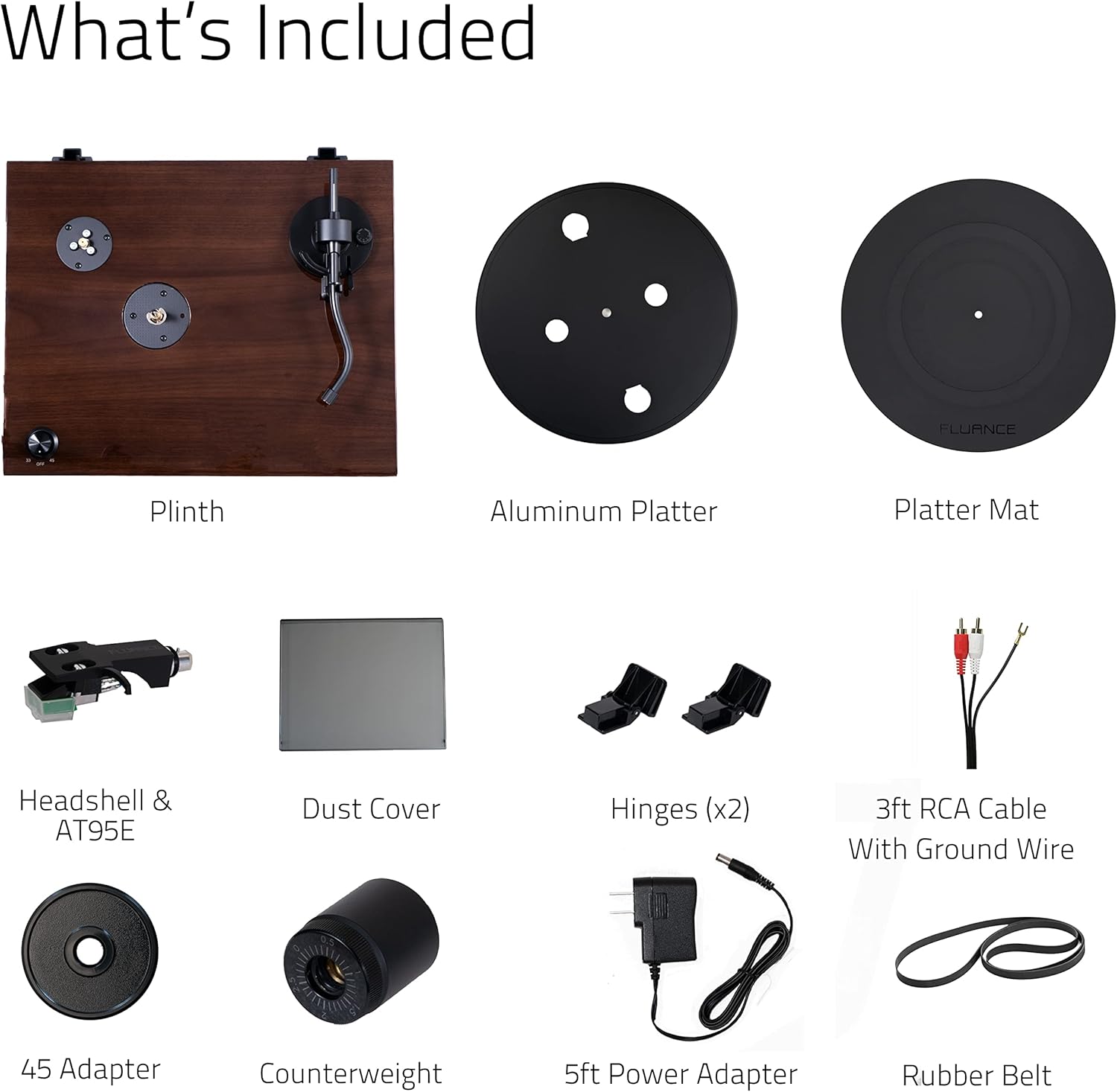 High-Fidelity Walnut Belt-Drive Vinyl Turntable with Built-In Preamp