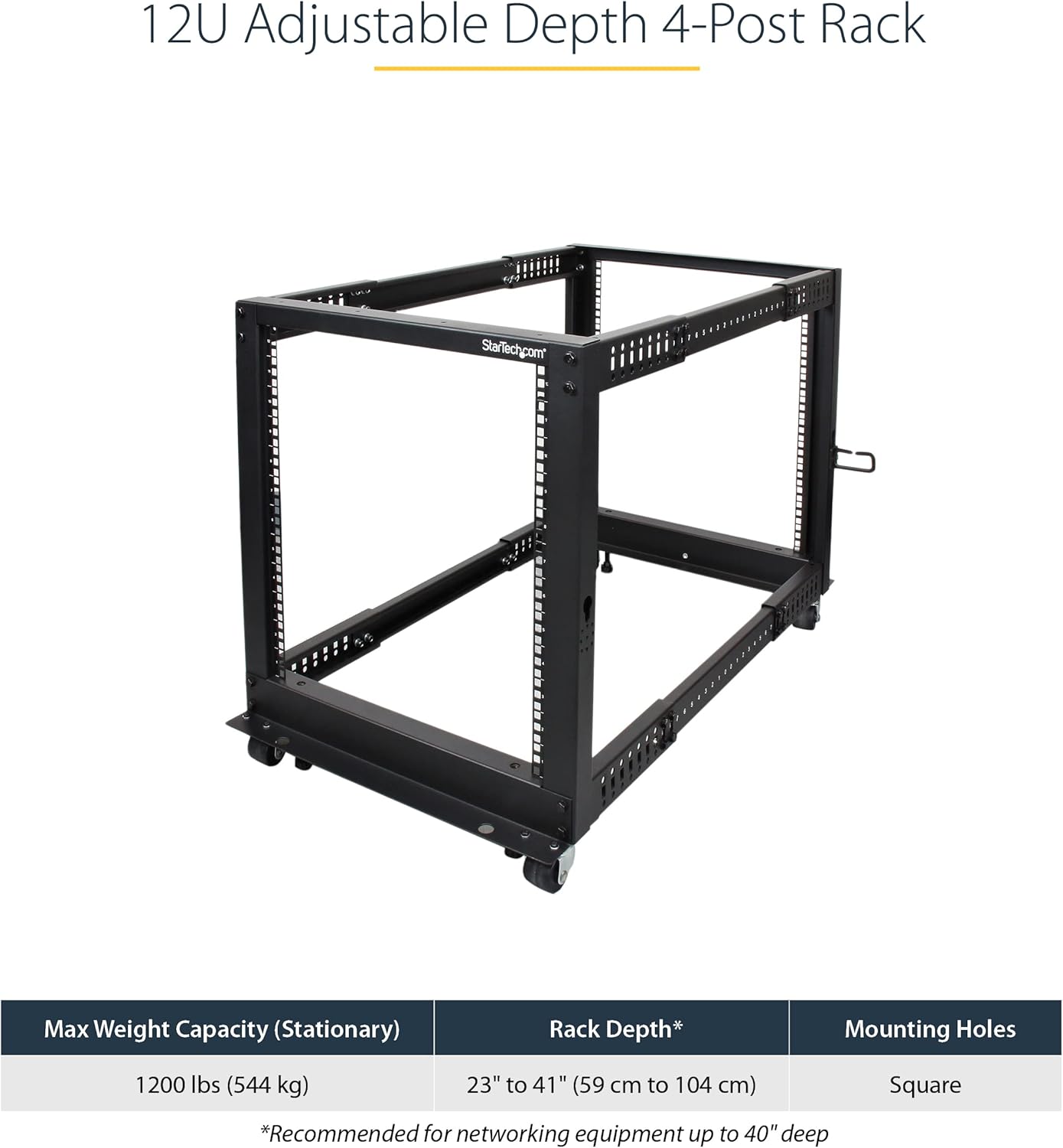 12U 4 Post Open Frame Server Rack Mobile Floor Mount