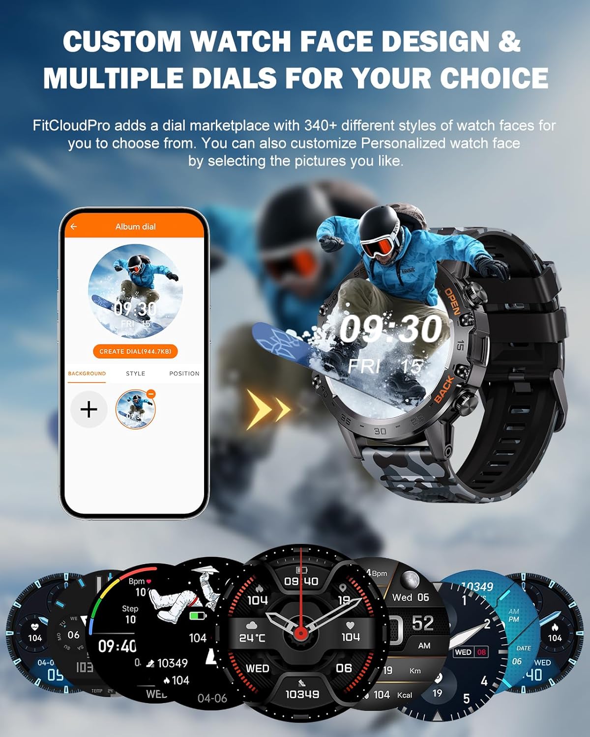 Mens Fitness Smart Watch 106 Sport Modes Green