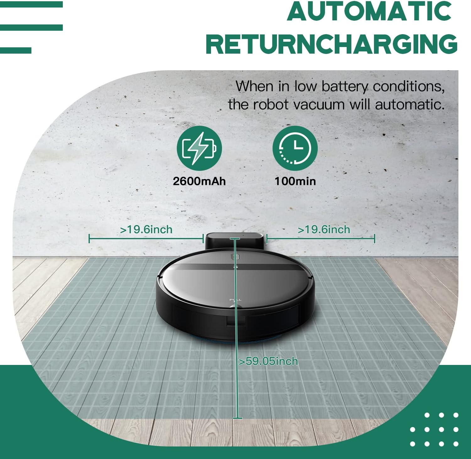 Robot Vacuum Mop 2300Pa Pet Hair App Alexa Control Slim Auto Recharge
